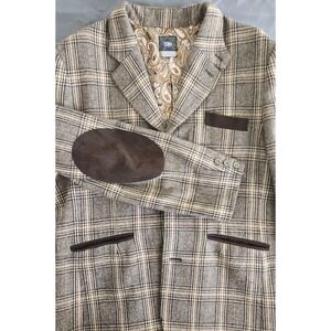 NIKE SB BLAZER Brown Plaid SPORTS COAT Tweed WOOL BLEND JACKET Sz Large RARE